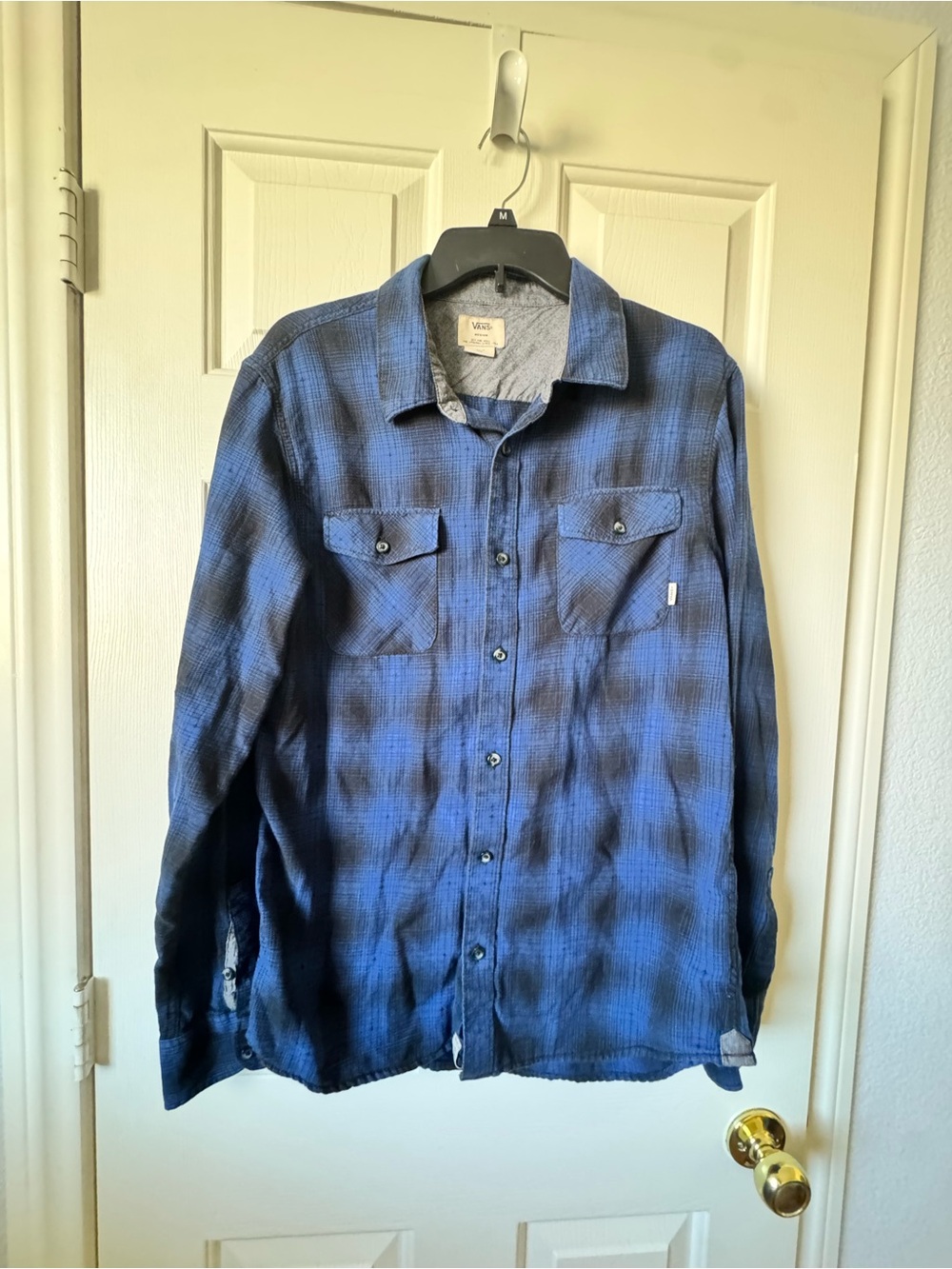 Vans Blue and Black Plaid Button-Up flannel